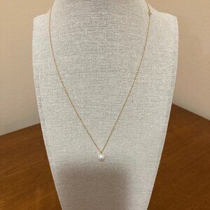 14K Yellow Gold Cultured Pearl Pendant Necklace 7.5 mm 18"